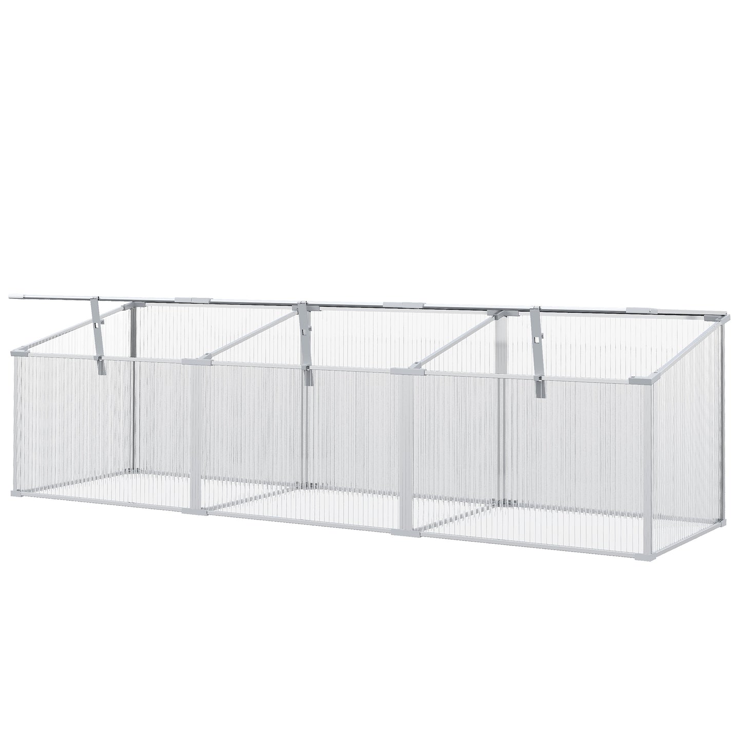 Outsunny Estufa de Jardim de Policarbonato e Alumínio 180x51x51 cm com Tetos Ajustáveis Proteção UV30+ para Varanda Pátio Transparente