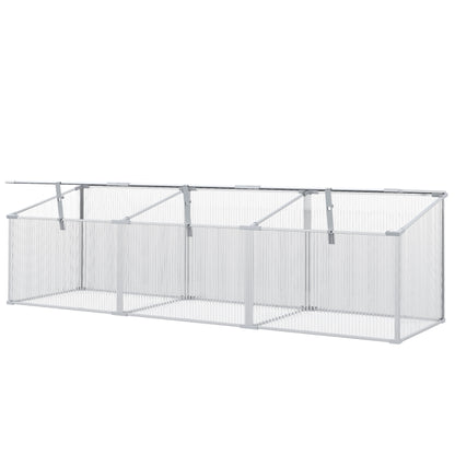 Outsunny Estufa de Jardim de Policarbonato e Alumínio 180x51x51 cm com Tetos Ajustáveis Proteção UV30+ para Varanda Pátio Transparente