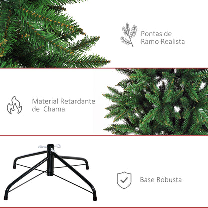 HOMCOM Árvore de Natal Artificial 210cm com 865 Ramos Ecológicos Decoração de Natal para Interiores Φ91x210cm Verde