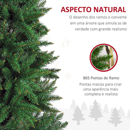 HOMCOM Árvore de Natal Artificial 210cm com 865 Ramos Ecológicos Decoração de Natal para Interiores Φ91x210cm Verde