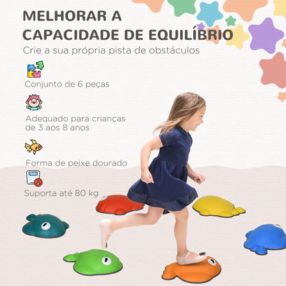 AIYAPLAY Jogo de Equilíbrio para Crianças acima de 3 Anos Conjunto de 6 Peças de Blocos de Equilíbrio Empilháveis com Base Antiderrapante Conjunto de Equilíbrio em Forma de Peixe Dourado Multicor