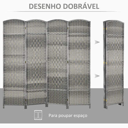 HOMCOM Biombo Dobrável de 6 Painéis Divisor de Ambientes 270x180 cm Ecrã de Privacidade de Polipropileno para Escritório Quarto Cinza Misto