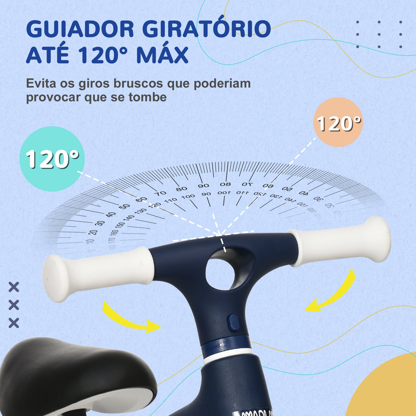 AIYAPLAY Bicicleta sem Pedais para Crianças de 18-36 Meses Bicicleta de Equilíbrio com Assento Ajustável em Altura Carga 25 kg 67,5x32x44 cm Azul