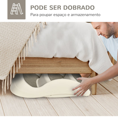 PawHut Escada para Cães de 3 Degraus Dobrável Escada de Plástico para Animais de Estimação com Tapetes Antiderrapantes para Cama Sofá Carga 15kg 49x38x38cm Creme