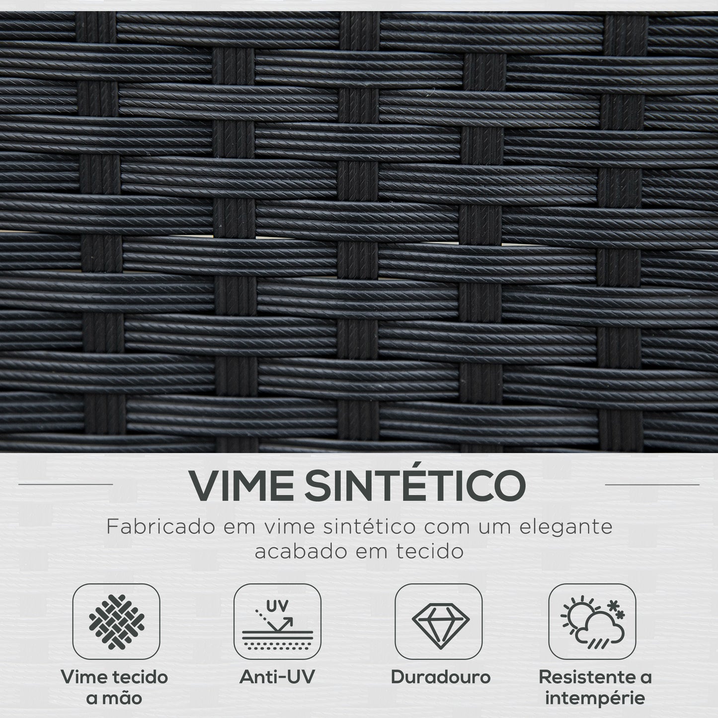 Outsunny Conjunto de Móveis de Jardim de Vime PE Conjunto de 7 Peças Mesa Sofás Bancos com Almofadas Laváveis Preto Areia e Verde