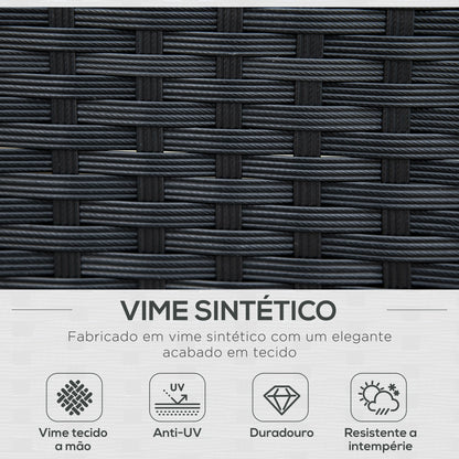 Outsunny Conjunto de Móveis de Jardim de Vime PE Conjunto de 7 Peças Mesa Sofás Bancos com Almofadas Laváveis Preto Areia e Verde