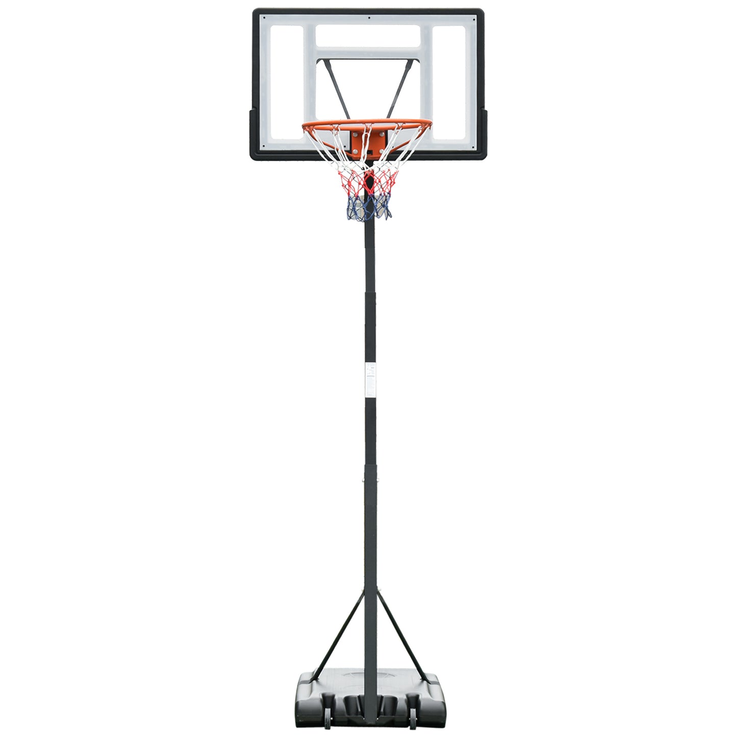 HOMCOM Tabela de Basquetebol com Suporte Portátil Aro de Ajustável em Altura com Base Recarregável para Crianças e Adultos 86x165x302-352cm Preto