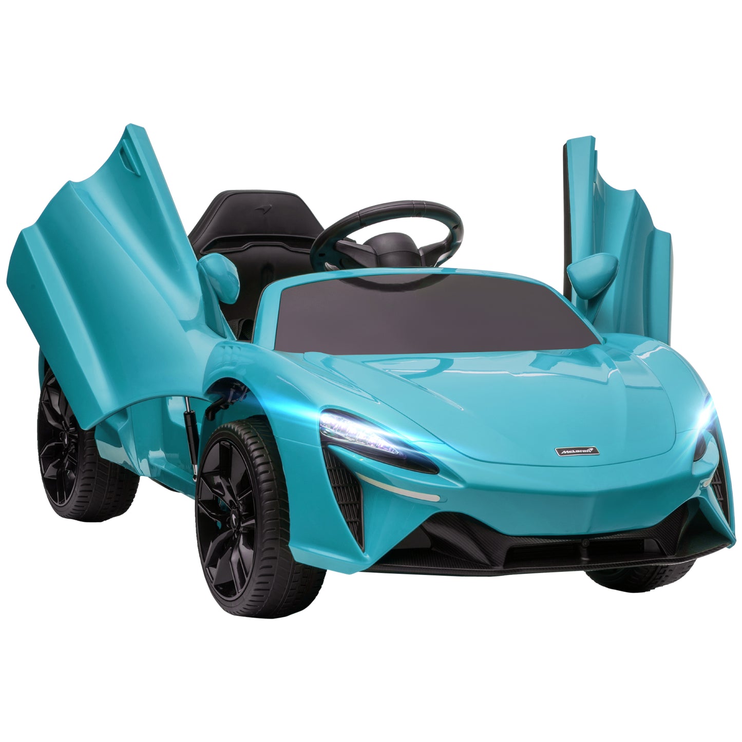 HOMCOM Carro Elétrico 12V para Crianças Carro Mclaren com Controlo Remoto Música Buzina Faróis Entrada para MP3 USB e Velocidade 2-5 km/h Carro a Bateria para 37-72 meses 126x65x52 cm Azul