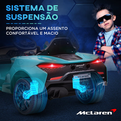 HOMCOM Carro Elétrico 12V para Crianças Carro Mclaren com Controlo Remoto Música Buzina Faróis Entrada para MP3 USB e Velocidade 2-5 km/h Carro a Bateria para 37-72 meses 126x65x52 cm Azul