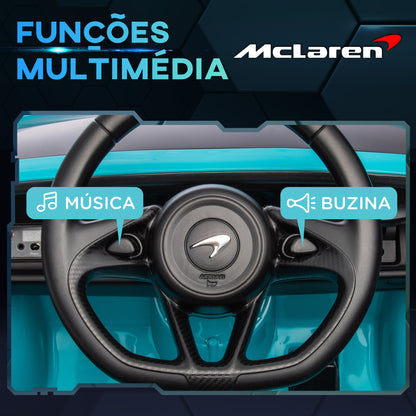 HOMCOM Carro Elétrico 12V para Crianças Carro Mclaren com Controlo Remoto Música Buzina Faróis Entrada para MP3 USB e Velocidade 2-5 km/h Carro a Bateria para 37-72 meses 126x65x52 cm Azul