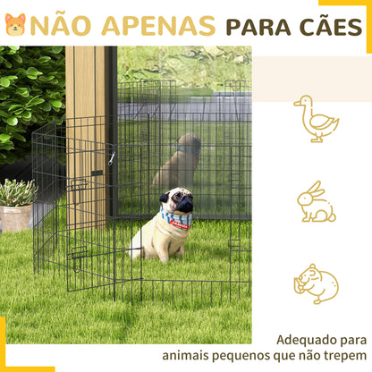 PawHut Parque para Cães 8 Painéis 76x61cm Dobráveis Gaiola Metálica para Animais de Estimação com Porta e Dupla Fechadura para Jardim Pátio Exterior Preto