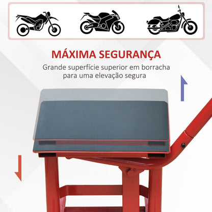 HOMCOM Plataforma Elevação para Motocicletas Macaco Elevador para Reparação Estacionar Aço 28x34x30-40cm Vermelho