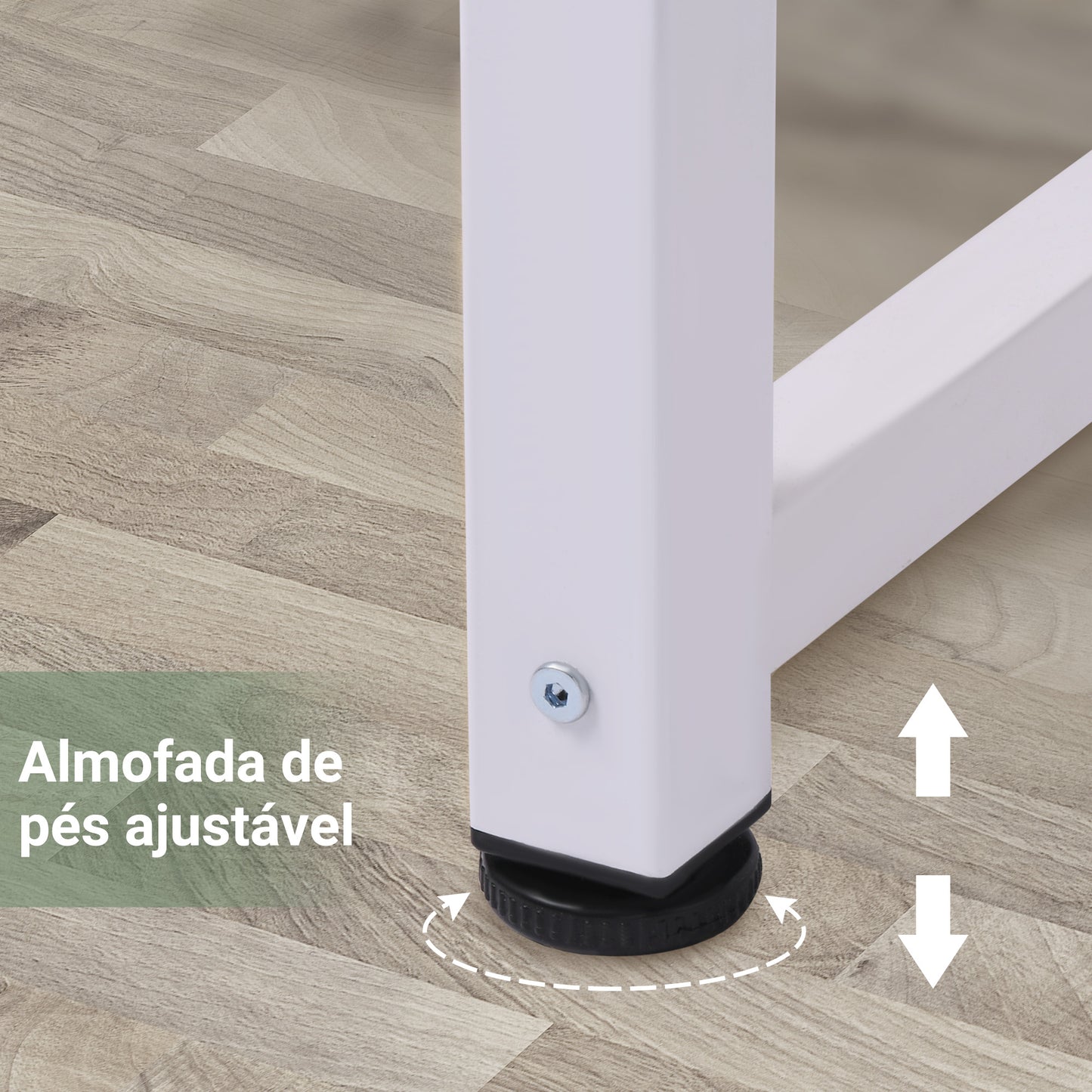 HOMCOM Secretária Moderna Mesa de Estudo com Estrutura de Aço e Pés Ajustáveis Mesa de Computador para Escritório Casa 120x60x76 cm Branco