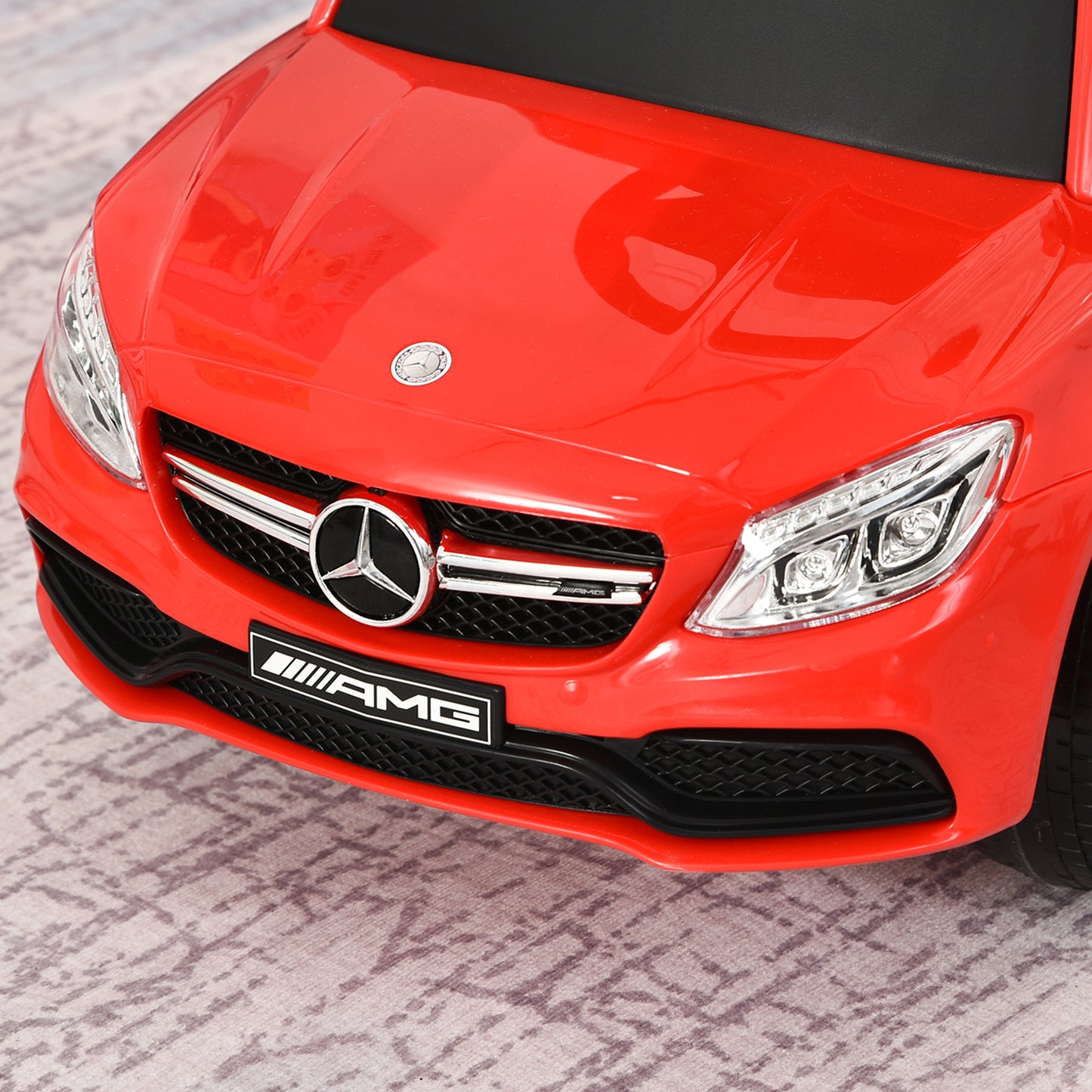 HOMCOM Carro Andador para Bebé Mercedes AMG C63 Carro Andador para Crianças de 1 a 3 Anos com Barreira de Segurança Buzina Assento de Armazenamento e Suporte para Garrafas Carga 25 kg 84x40x83 cm Vermelho