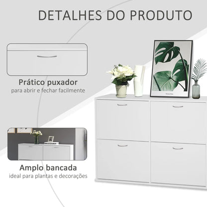 Sapateira Sidney de 4 Portas - Branco - Design Moderno