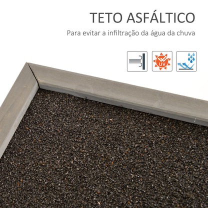 Outsunny Armário de Armazenamento de Madeira para Jardim com 2 Prateleiras Interiores 2 Portas e Teto Inclinado para Exterior Terraço 87x46,5x96,5cm Cinza