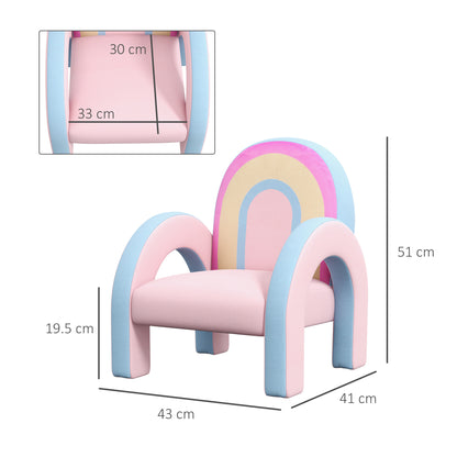 ZONEKIZ Poltrona para Crianças Pequenas em Forma de Arco Íris Mini Sofá para Crianças de 1,5 a 5 Anos para Dormitório Sala de Estar Carga Máxima 45 kg 43x41x51 cm Rosa