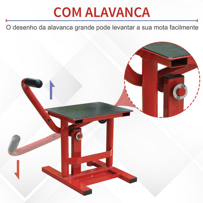 HOMCOM Plataforma Elevação para Motocicletas Macaco Elevador para Reparação Estacionar Aço 28x34x30-40cm Vermelho