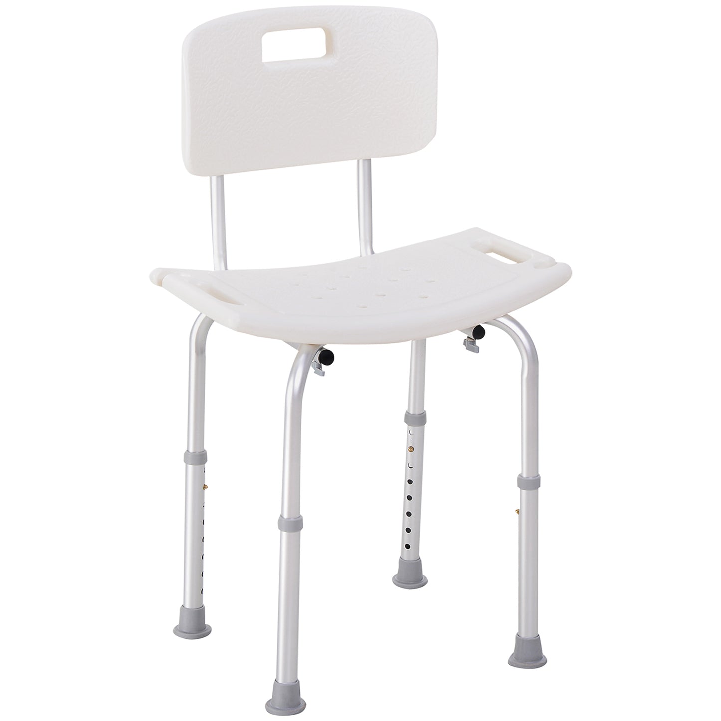 HOMCOM Cadeira para Duche Antiderrapante com Altura Ajustável em 8 Níveis Cadeira de Banho 50,6x43x71-88 cm Branco