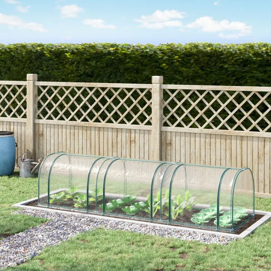 Estufa 350x100x80 cm para Jardim Varanda Estufa Pequena para Cultivo de Plantas com 3 Janelas Estrutura de Aço e PVC Transparente e Verde