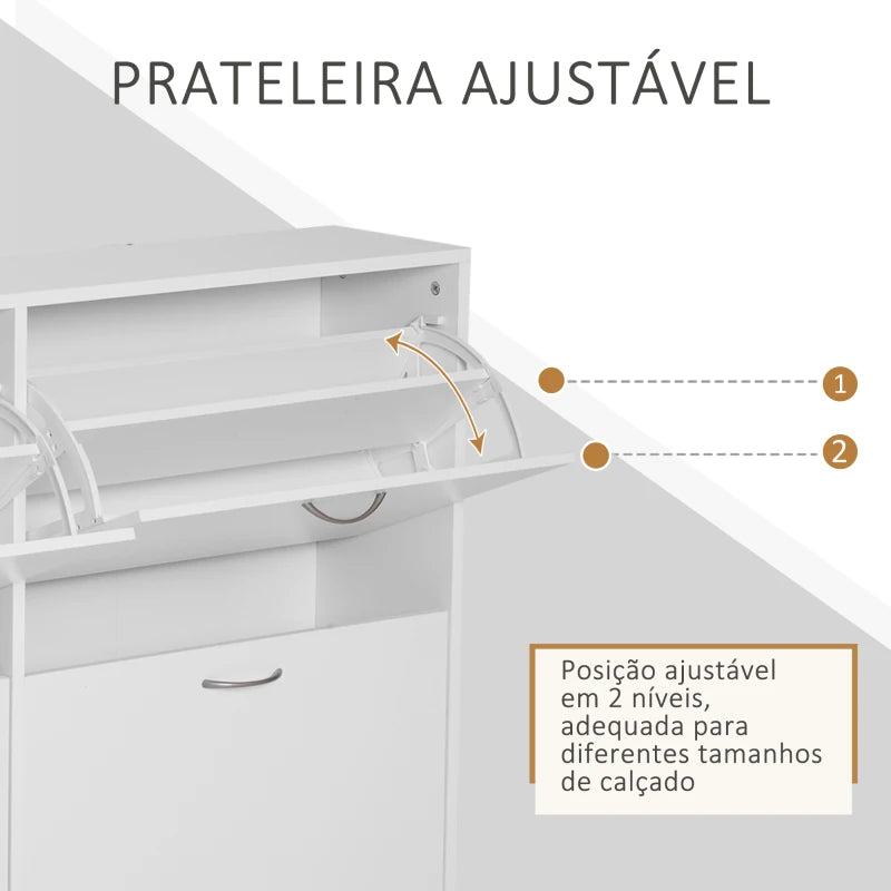 Sapateira Sidney de 4 Portas - Branco - Design Moderno