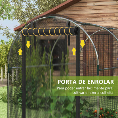 Outsunny Estufa de Cultivo Estufa de Jardim com 1 Porta com Fecho de Correr Suporte e Anti UV para Proteger as Plantas Pátio Jardim Varanda 120x240x188 cm Preto