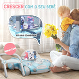 AIYAPLAY Andador para Bebés de 1-3 Anos Andador para Bebés com Altura Ajustável Música Rodas Antiderrapantes Luzes Guiador Desmontável Carga 25 kg Azul Claro