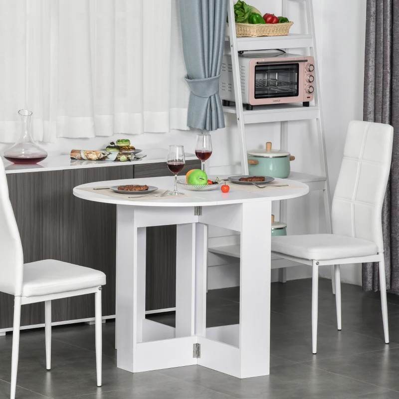 Mesa de Jantar Dobrável - Branco - Design Minimalista - Leva-Me Contigo - Móveis & Decoração