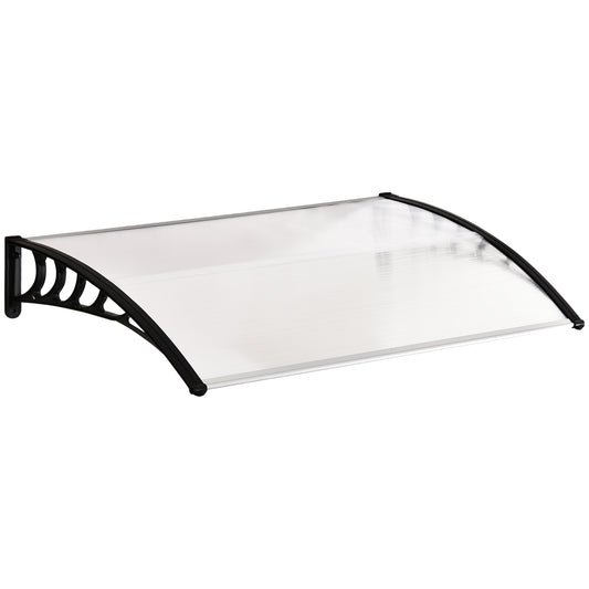 Outsunny Marquise de Proteção para Portas e Janelas Contra Sol e Chuva Telhado de Proteção com Desenho Moderno 150x90x25 cm Transparente e Preto