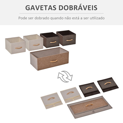 Cómoda com 5 Gavetas de Tecido Amovíveis e Dobráveis Base Elevada Armário de Armazenamento para Dormitório Sala de Estar Entrada Anti-Tombo 87,5x29x58cm Multicor