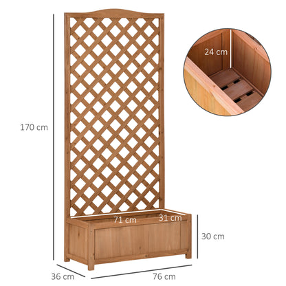 Outsunny Floreira com Treliça de Madeira Caixa de Plantio com Suporte para Plantas Trepadeiras para Cultivo de Plantas Flores Terraço Jardim Exterior 76x36x170cm Marrom