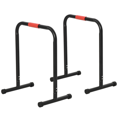 HOMCOM Suporte de treino de barras paralelas com alça extra larga para flexões inclinadas para construção muscular. Calistênicos. 63x41x73 cm Preto