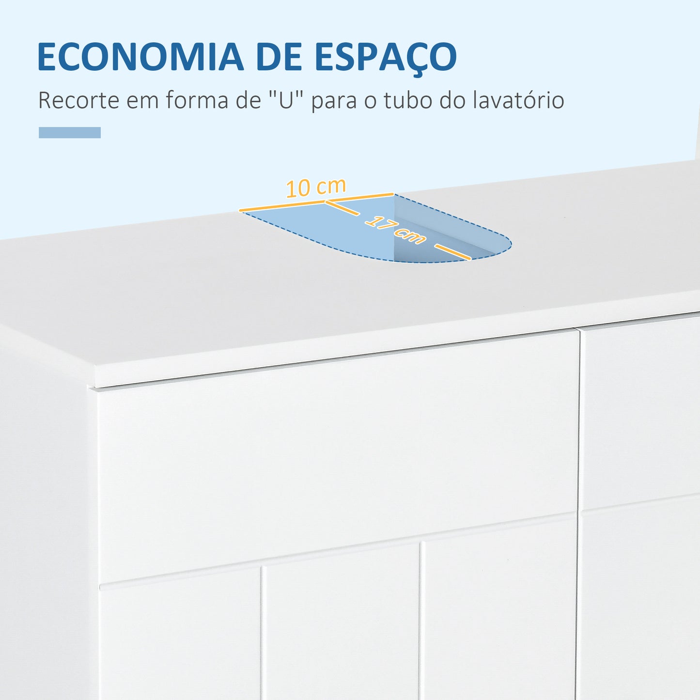 kleankin Móvel para Lavatório Pousar Armário Casa de Banho de Madeira com 2 Portas e Prateleira Interior Ajustável Moderno 60x30x60cm Branco