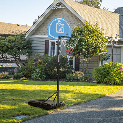 HOMCOM Tabela de Basquetebol para Exterior com Altura Ajustável 160-210cm Cesta de Basquetebol com Rodas Tabela de PE e Base Recarregável 76x70x197,5-254cm Preto e Azul