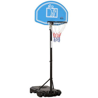 HOMCOM Tabela de Basquetebol para Exterior com Altura Ajustável 160-210cm Cesta de Basquetebol com Rodas Tabela de PE e Base Recarregável 76x70x197,5-254cm Preto e Azul