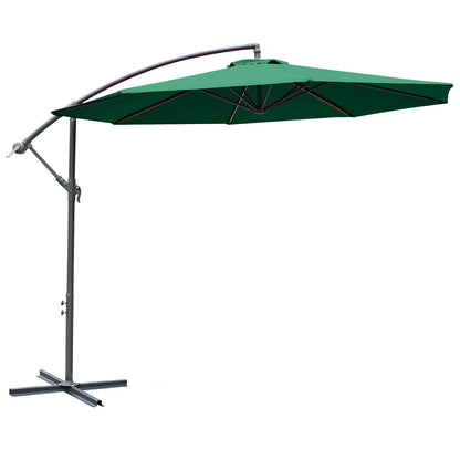 Outsunny Chapéu de Sol de Jardim Inclinável Chapéu de Sol Excêntrico a Manivela Φ300x260cm Verde