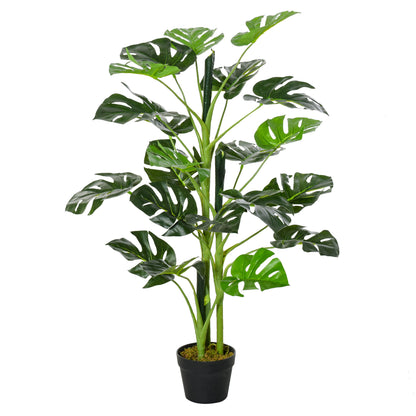 Outsunny Monstera Planta Artificial com Vaso Árvore Tropical Sintética com 21 Folhas Ø16x100 cm Verde