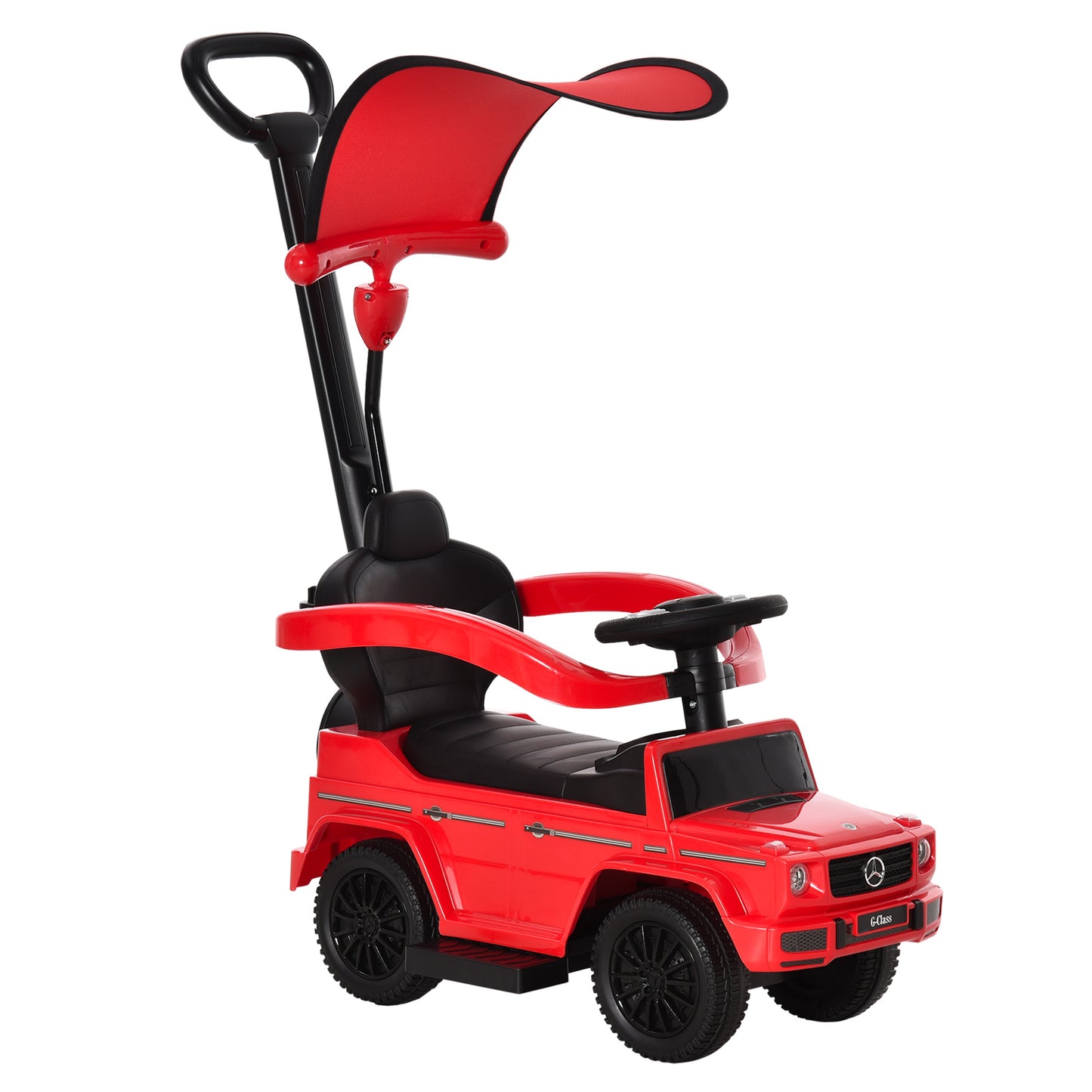 HOMCOM Carro de Passeio Carro Andador para Crianças acima de 12 Meses Mercedes G350 com Buzina Capô Removível Encosto e Suporte de Proteção 85,5x40,5x95 cm Vermelho