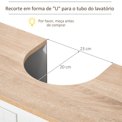 kleankin Móvel para Lavatório Pousar Armário para Casa de Banho com 2 Portas e Prateleira Ajustável Estilo Moderno 60x30x60cm Branco e Madeira