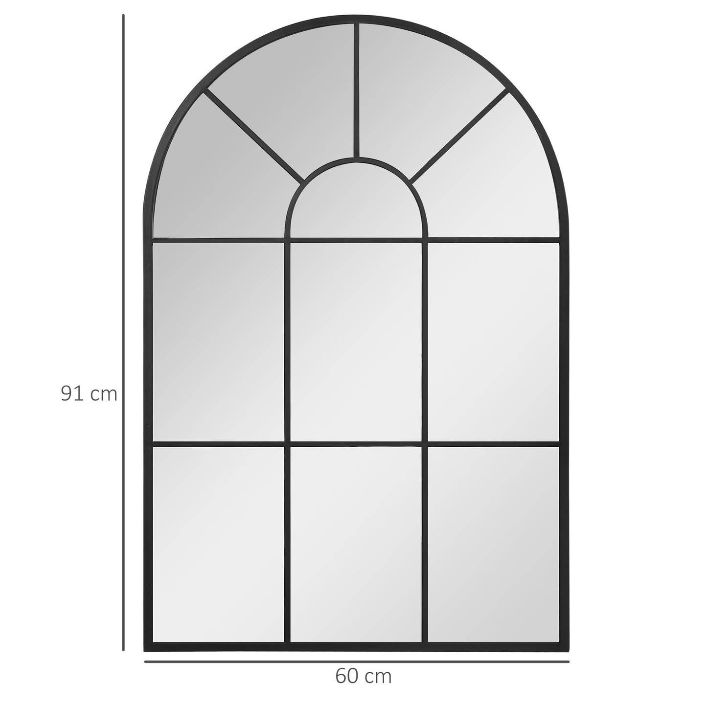 HOMCOM Espelho Decorativo de Parede 60x91 cm Espelho de Metal para Sala de Jantar Dormitório Entrada Estilo Moderno Preto