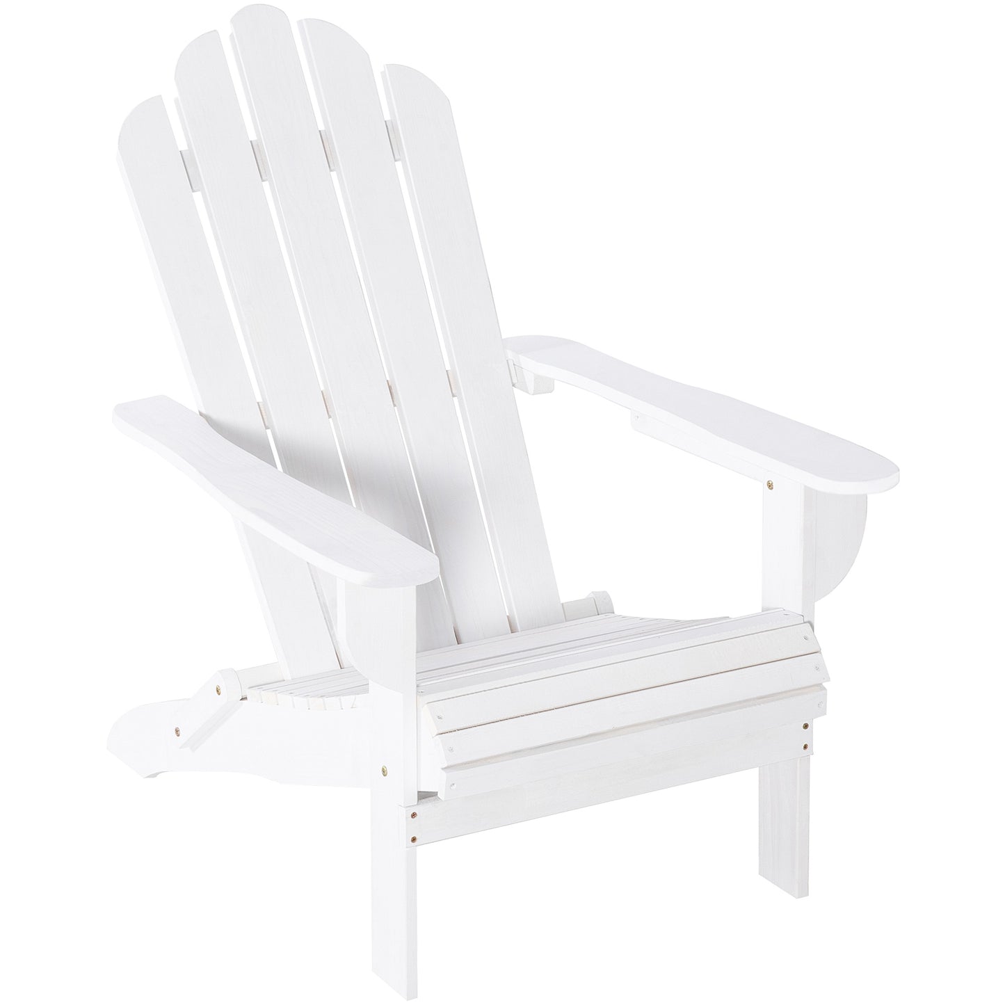 Outsunny Cadeira Adirondack de Madeira Dobrável Cadeira de Jardim com Apoio para os Braços e Encosto Alto para Terraço Balcão Exterior Carga Máx. 113kg 73x73x92cm Branco