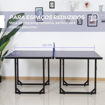 HOMCOM Mesa de Ping Pong Dobrável Mesa de Ping Pong Profissional com Rede e Estrutura de Aço para Interior e Exterior 182x91x76 cm Azul