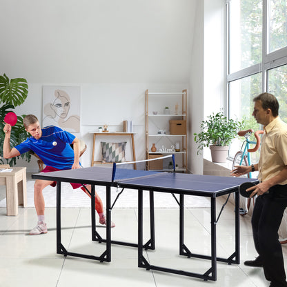 HOMCOM Mesa de Ping Pong Dobrável Mesa de Ping Pong Profissional com Rede e Estrutura de Aço para Interior e Exterior 182x91x76 cm Azul