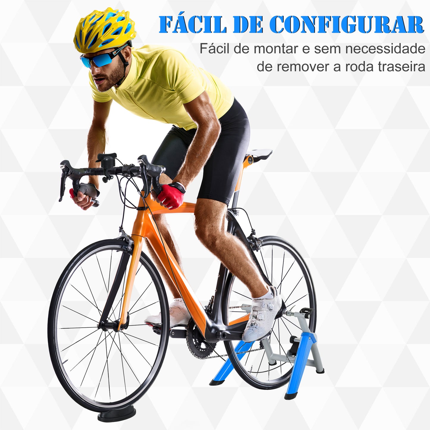 HOMCOM Rolo de bicicleta dobrável portátil com resistência magnética ajustável de 8 níveis para rodas 650C e 700C 77x56x47,5 cm Azul