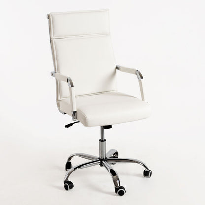 Cadeira Stace de Escritório Ergonómica em Couro Artificial - Branco - Design Moderno