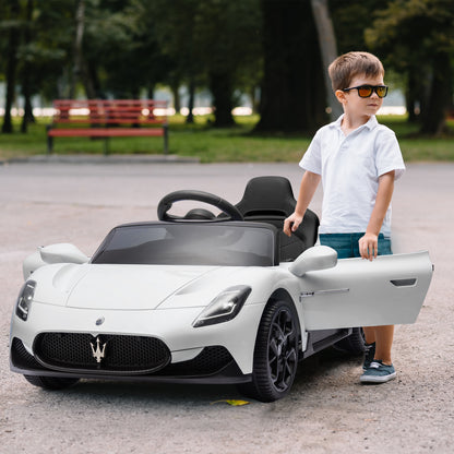 AIYAPLAY Carro Elétrico para Crianças acima de 3 Anos com Licença Maserati MC20 Carro Elétrico Infantil com Bateria 12V Controlo Remoto Farois Buzina e Música 105x65,5x42 cm Branco