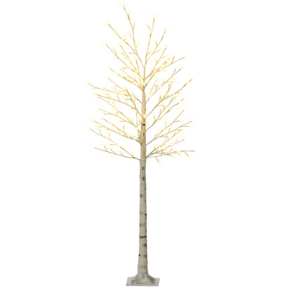 Árvore Cerejeira com 180 Luzes LED IP4 Banco Quente Candeeiro Decorativo com Flor de Cereja com Luz Ajustável em 3 Modos para Sala de Estar Festas Interiores 21,5x21,5x180cm Branco