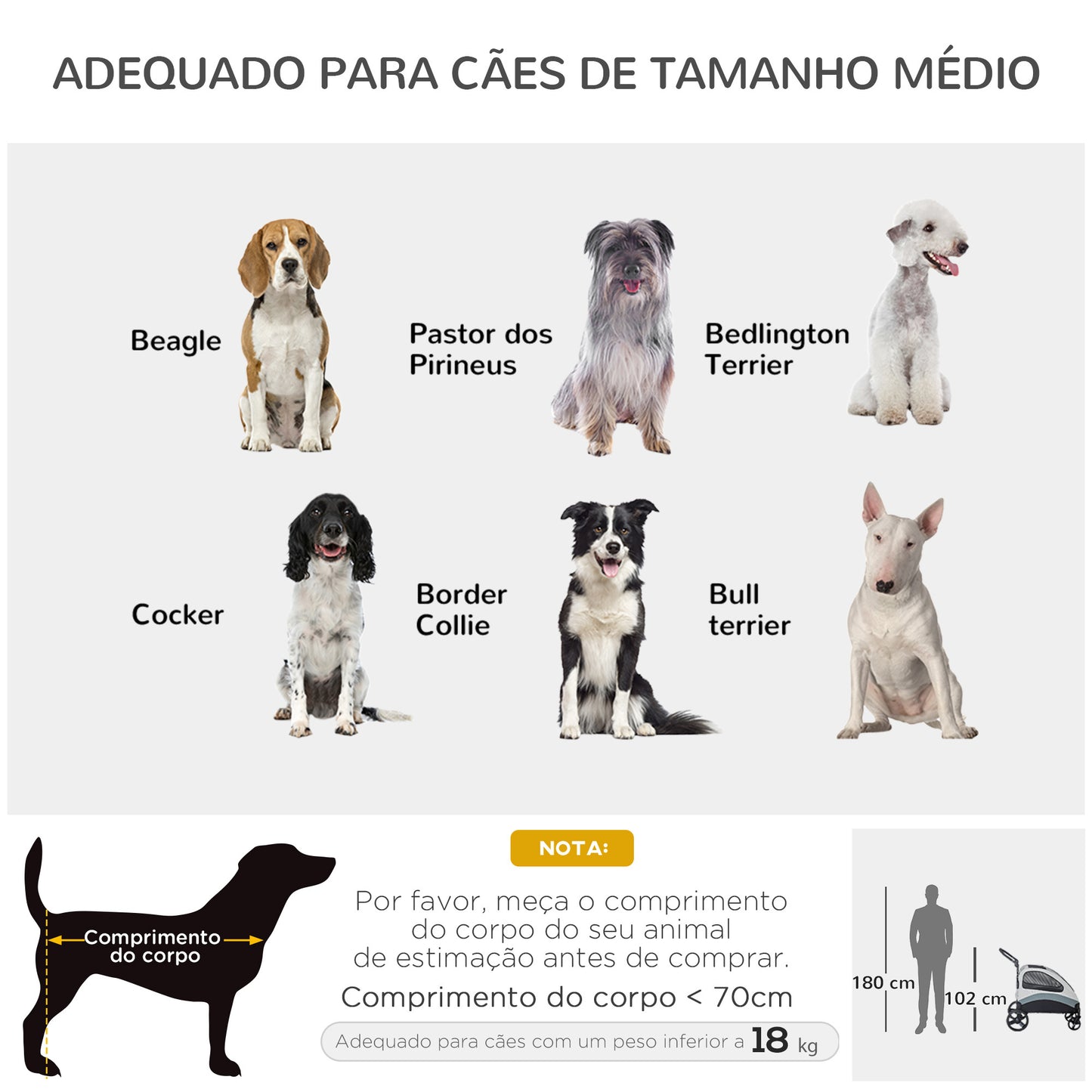 PawHut Carrinho para Animais de Estimação Dobrável com 5 Janelas Transpiráveis 2 Portas Bolso de Armazenamento Cinto de Segurança e Freios Tecido Oxford 107x67x102cm Cinza