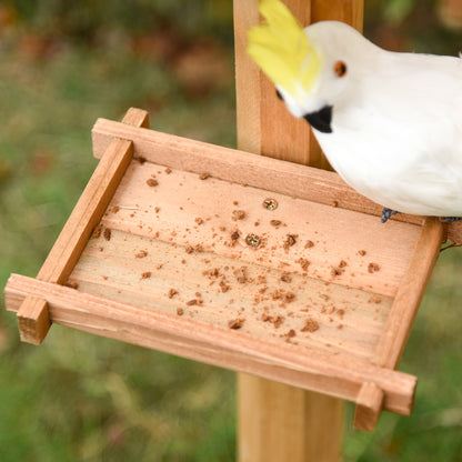 PawHut Casa para Pássaros de Pé de Madeira Maciça 49x45x139cm com Teto Asfáltico Alimentador de Aves Silvestres para Exterior Jardim Natural