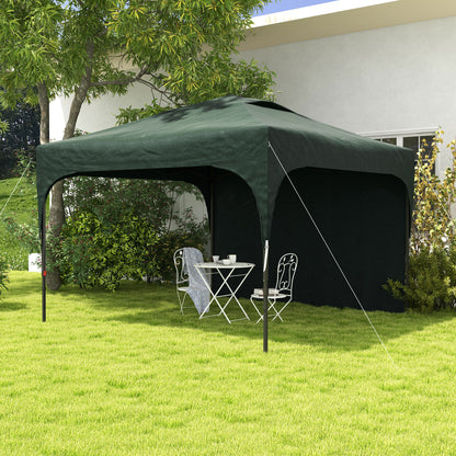 Outsunny Tenda Dobrável 3x3m com Altura Ajustável Tenda de Jardim com 1 Parede Lateral Teto com Ventilação 4 Sacos de Areia e Bolsa de Transporte para Campismo Festas Verde